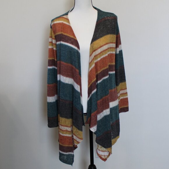 White Birch Multicolored Striped Cardigan Sz Medium - Picture 2 of 8
